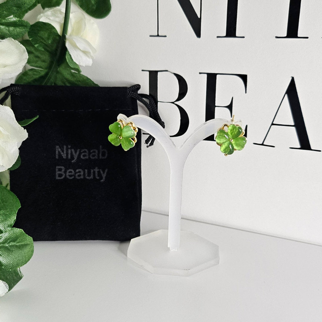 Jade Style four leaf clover earrings