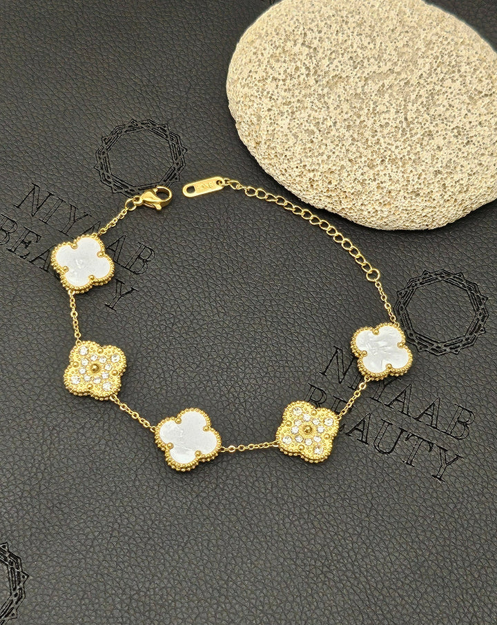 Four Leaf Clover Bling - Double Sided Bracelet