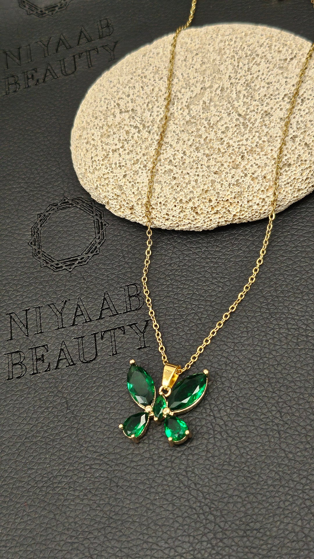 Green Zircon Butterfly Necklace