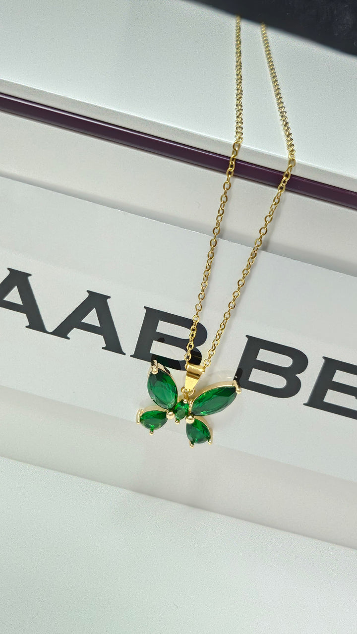 Green Zircon Butterfly Necklace