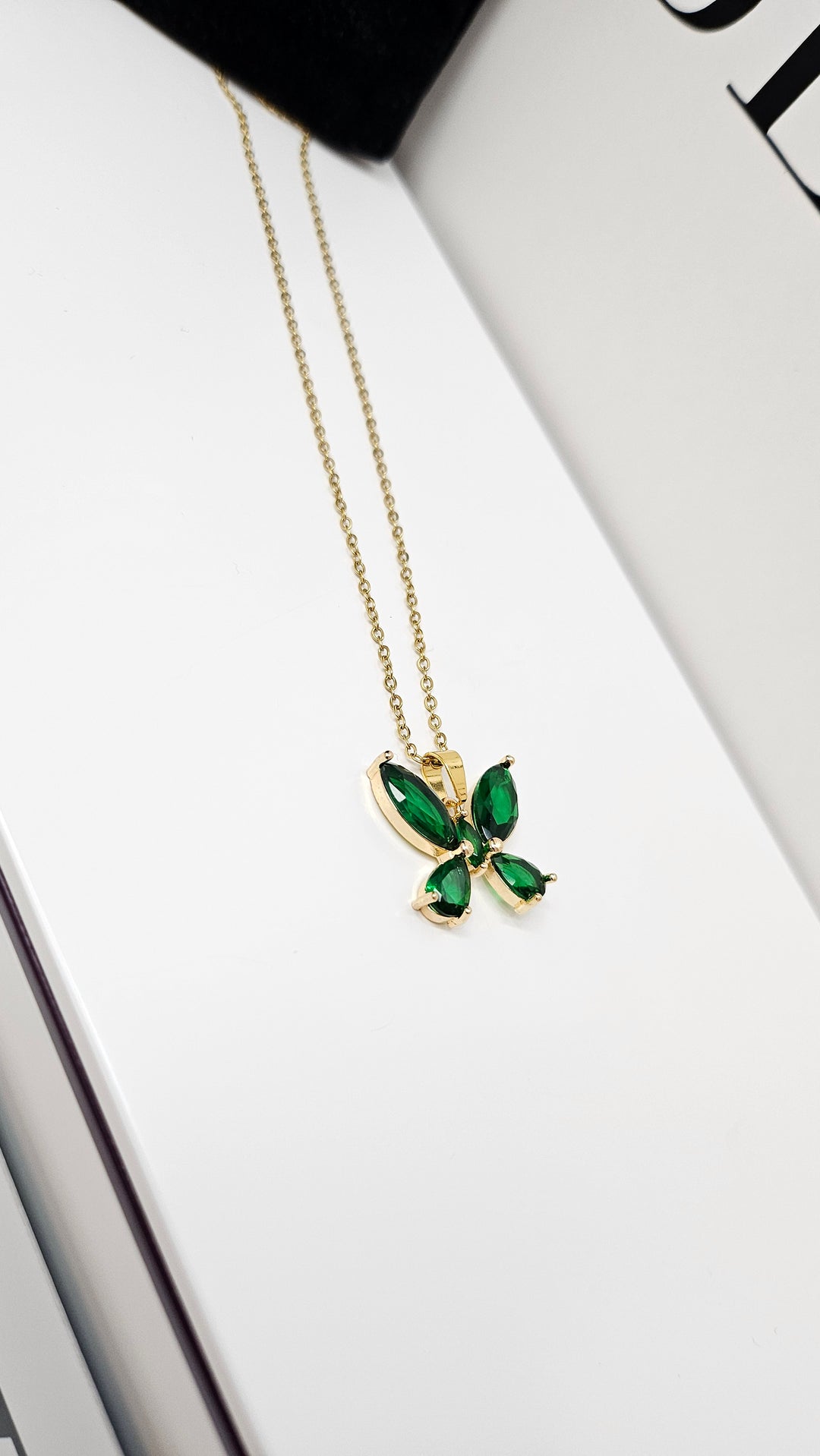 Green Zircon Butterfly Necklace