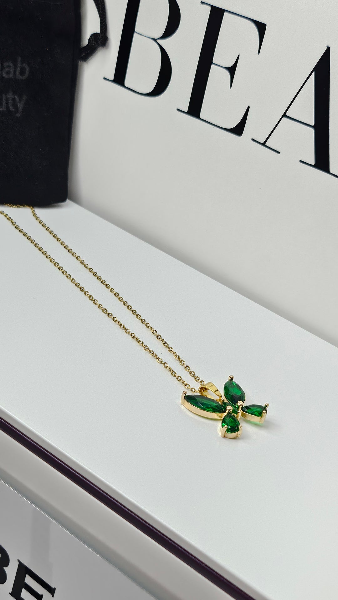 Green Zircon Butterfly Necklace