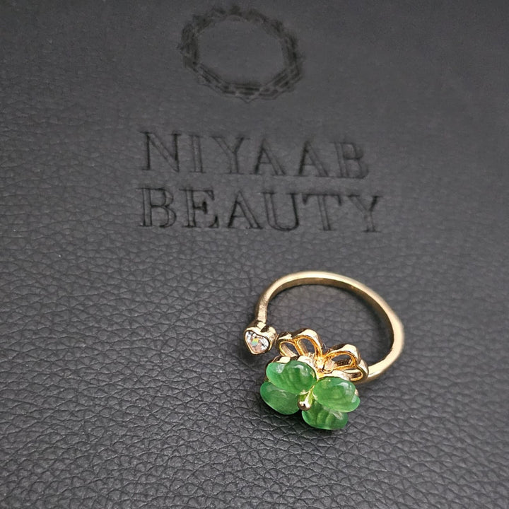 Jade Style four leaf clover ring
