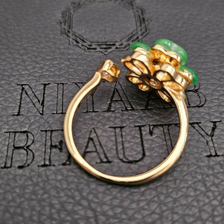 Jade Style four leaf clover ring