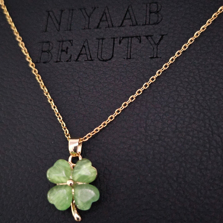 Jade Style four leaf clover necklace