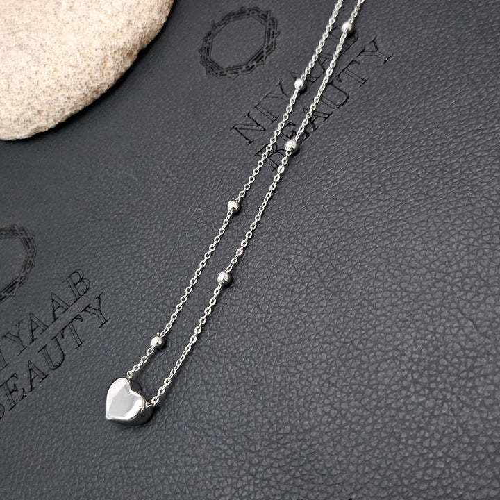 Silver tiny heart necklace